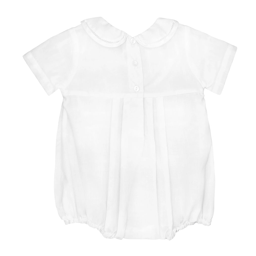 Petit Ami White Romper with Smocking