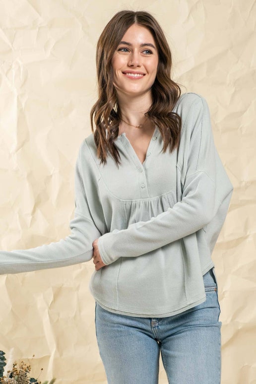 Blu Pepper Contrast Stitch Knit Top