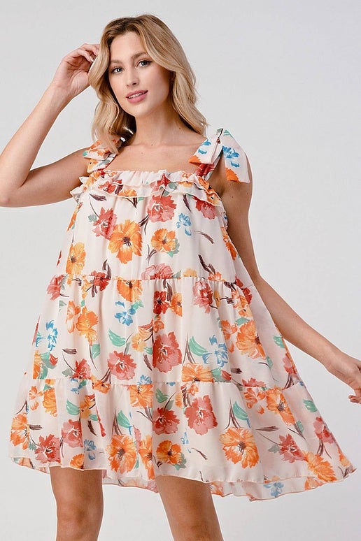 Hashttag Floral Tier Short Dress