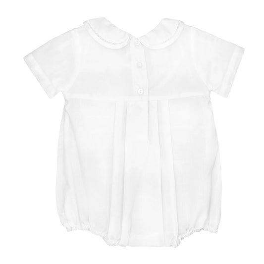 Petit Ami White Romper with Smocking