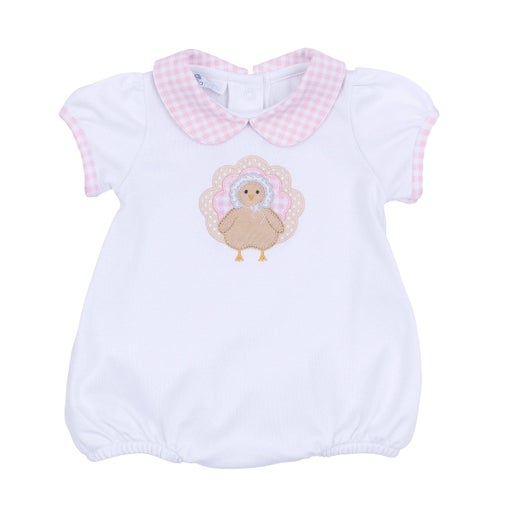 Magnolia Baby Pilgram Pals Applique Collared Short Sleeve Bubble