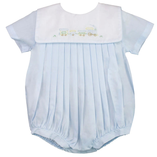 Petit Ami Romper with Train Embroidery