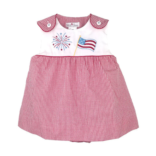 Petit Ami Sunbubble with Overlay Skirt with 4th of July Embroidery